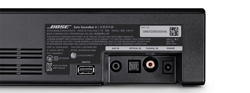 Bose Solo Series II Anschlüsse: Rückseite